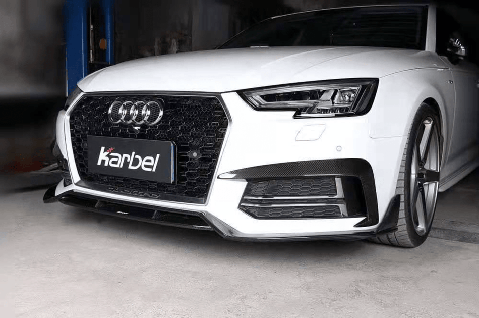 KARBEL - AUDI A4 /S4 B9 2017 - 18 DRY CARBON FIBER FRONT BUMPER VALANCES - Aero Carbon UK