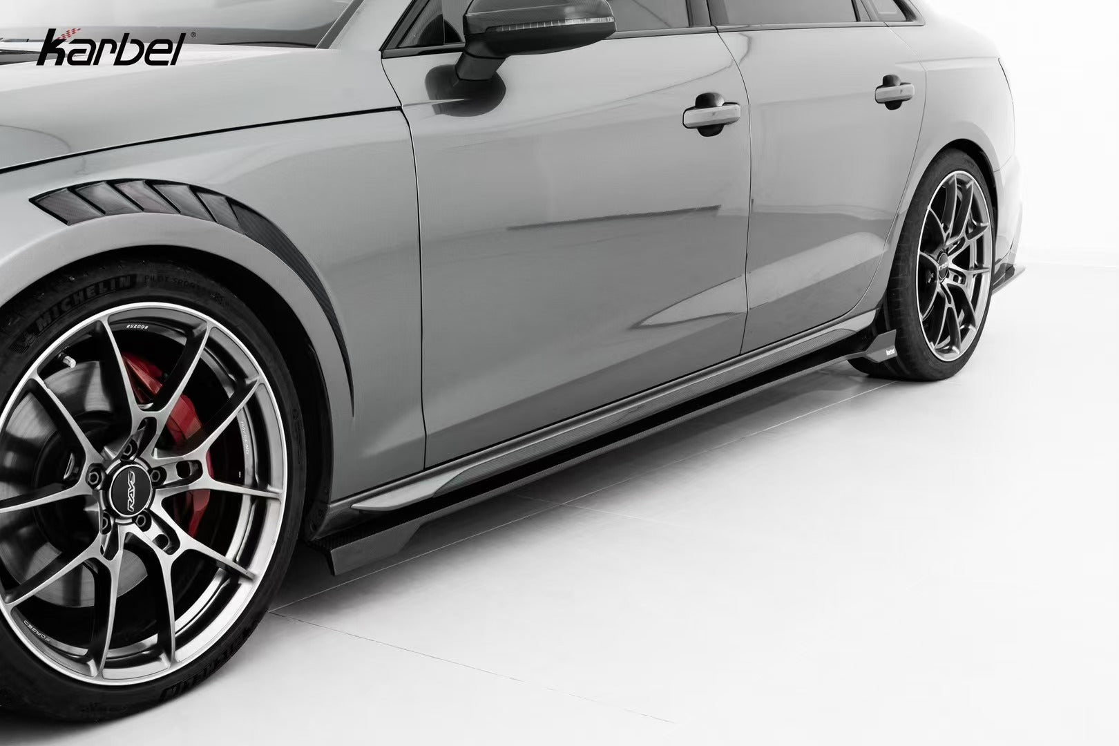 KARBEL - AUDI A4 / S4 B9 B9.5 DRY CARBON FIBRE SIDE SKIRTS V2 - Aero Carbon UK
