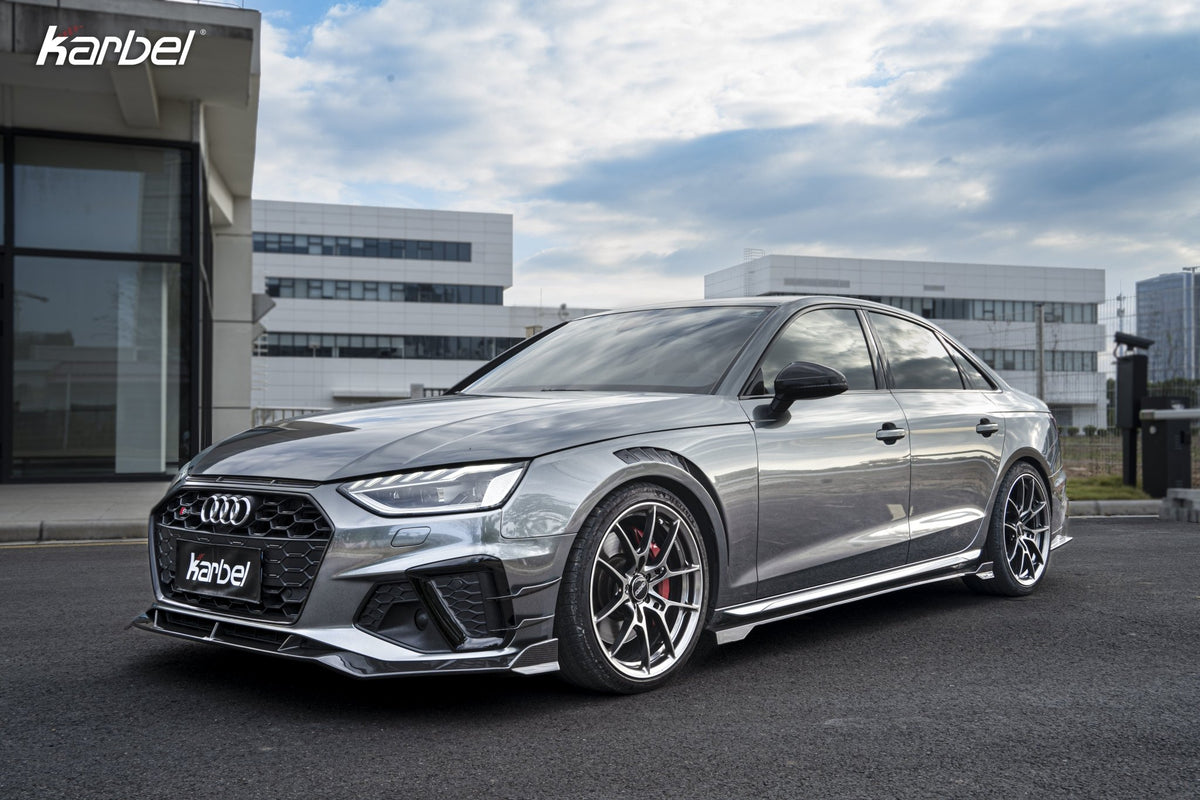 KARBEL - AUDI A4 / S4 B9 B9.5 DRY CARBON FIBRE SIDE SKIRTS V2 - Aero Carbon UK