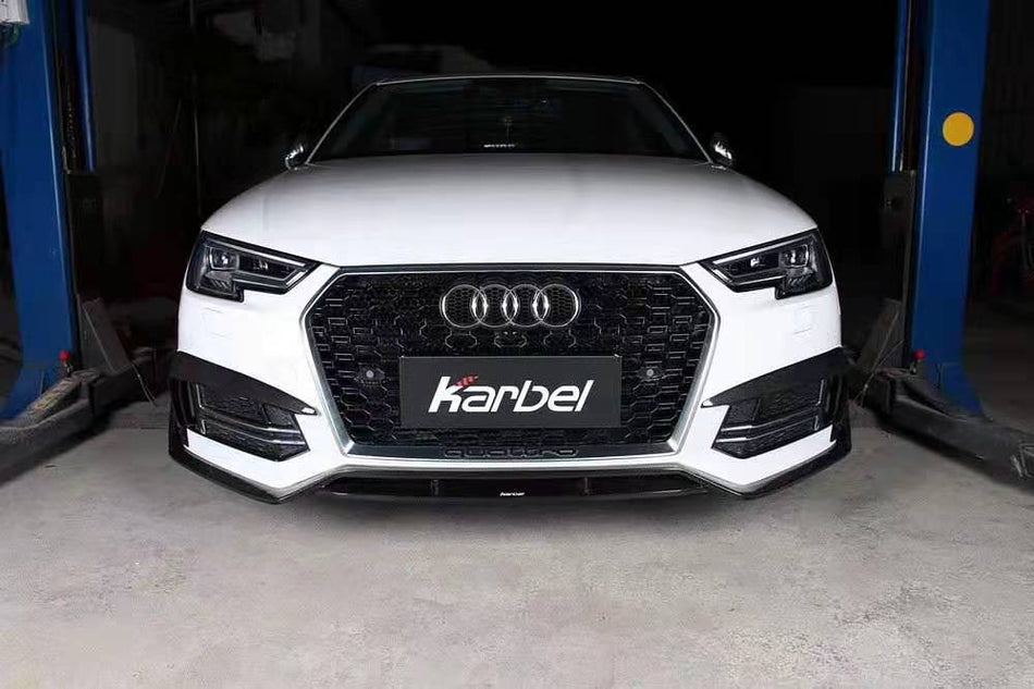 KARBEL - AUDI A4 / S4 B9 CARBON FIBRE FRONT BUMPER TRIM / VALANCES - Aero Carbon UK