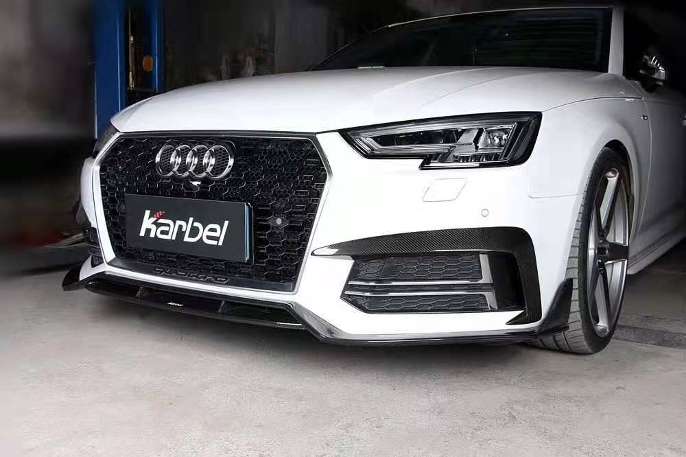 KARBEL - AUDI A4 / S4 B9 CARBON FIBRE FRONT BUMPER TRIM / VALANCES - Aero Carbon UK