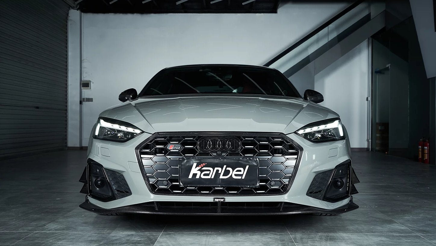 KARBEL - AUDI A5 / S5 B9.5 DRY CARBON FIBRE FRONT BUMPER CANARDS - Aero Carbon UK