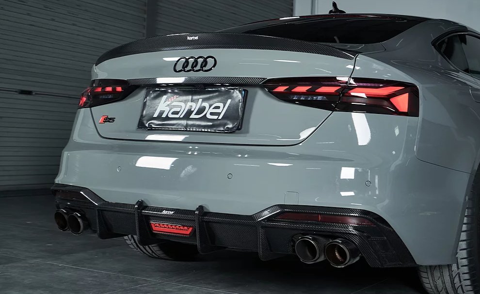 KARBEL - AUDI A5 / S5 B9.5 DRY CARBON FIBRE REAR DIFFUSER WITH BRAKE LIGHT V1 - Aero Carbon UK