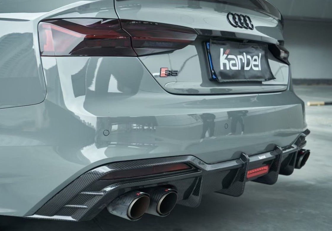 KARBEL - AUDI A5 / S5 B9.5 DRY CARBON FIBRE REAR DIFFUSER WITH BRAKE LIGHT V1 - Aero Carbon UK