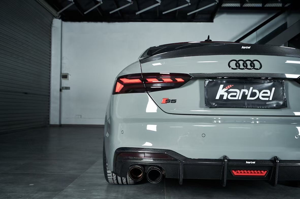 KARBEL - AUDI A5 / S5 B9.5 DRY CARBON FIBRE REAR DIFFUSER WITH BRAKE LIGHT V1 - Aero Carbon UK