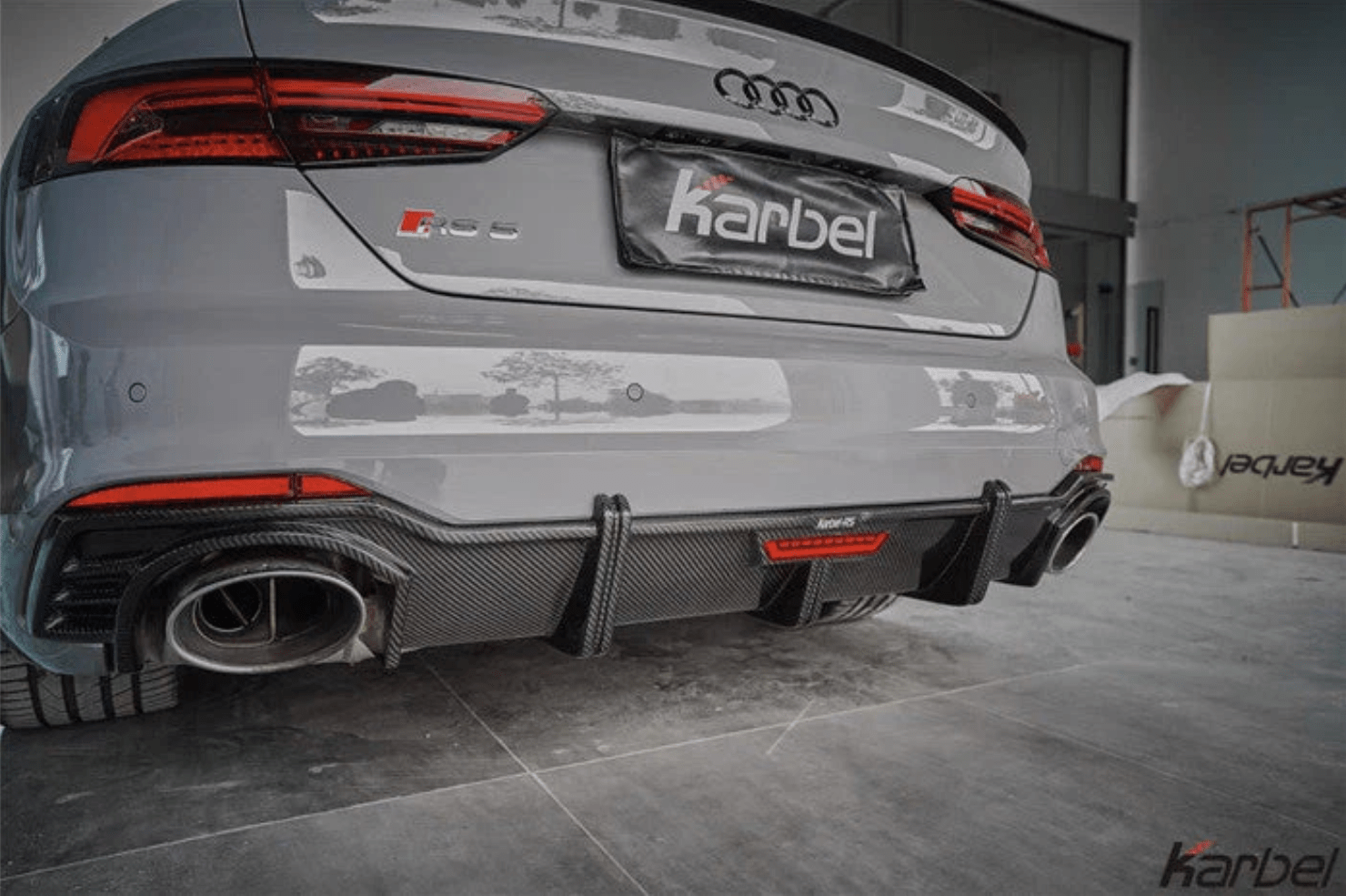 KARBEL - AUDI RS5 B9 CARBON FIBER LED REAR DIFFUSER - Aero Carbon UK