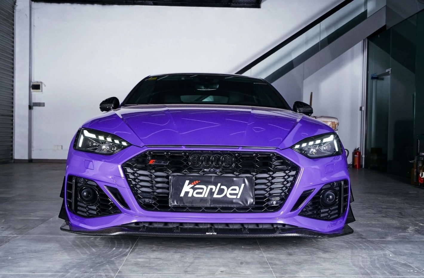 KARBEL - AUDI RS5 B9.5 DRY CARBON FIBRE FRONT LIP AND FRONT CANARDS - Aero Carbon UK