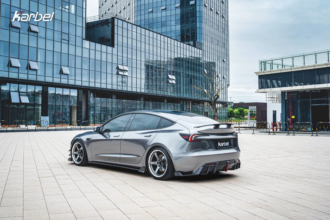 KARBEL - TESLA MODEL 3 HIGHLAND 2024+ CARBON FIBRE REAR DIFFUSER + REAR SIDE SKIRTS - Aero Carbon UK