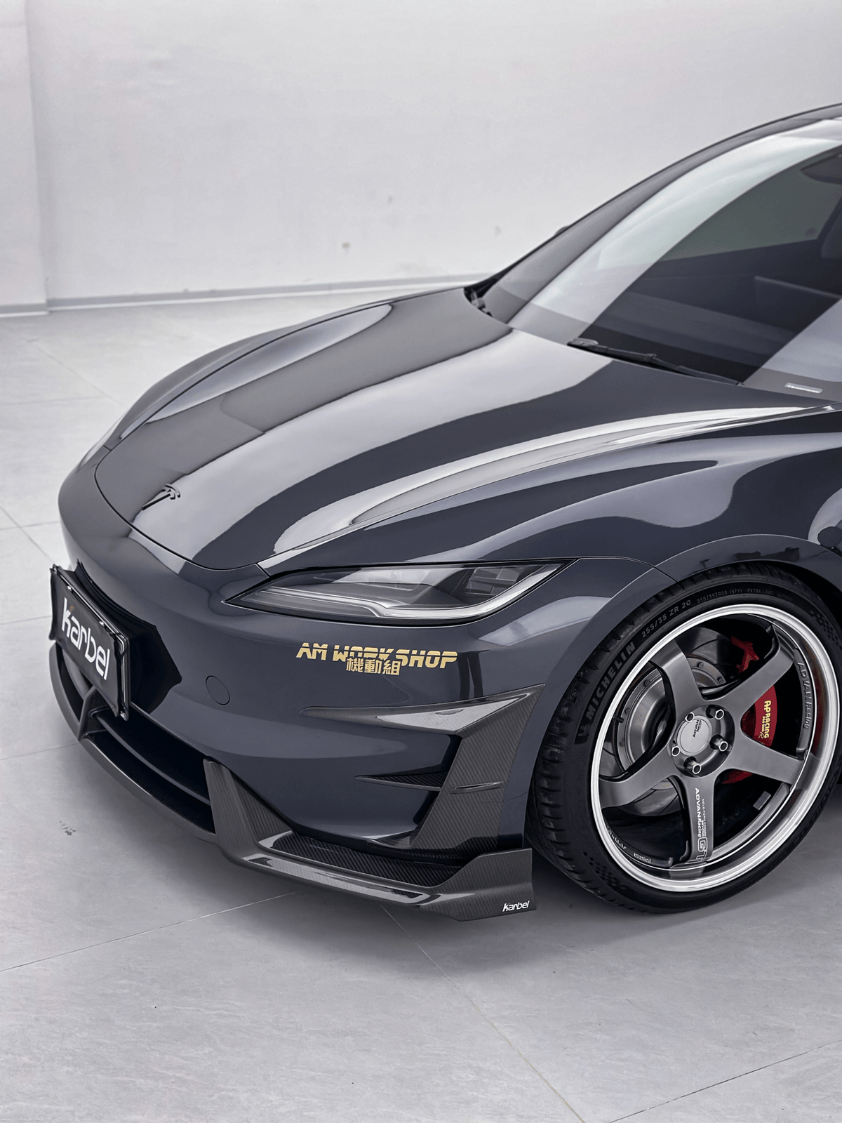 KARBEL - TESLA MODEL 3P PERFORMANCE HIGHLAND DRY CARBON FIBER FRONT VALANCES - Aero Carbon UK
