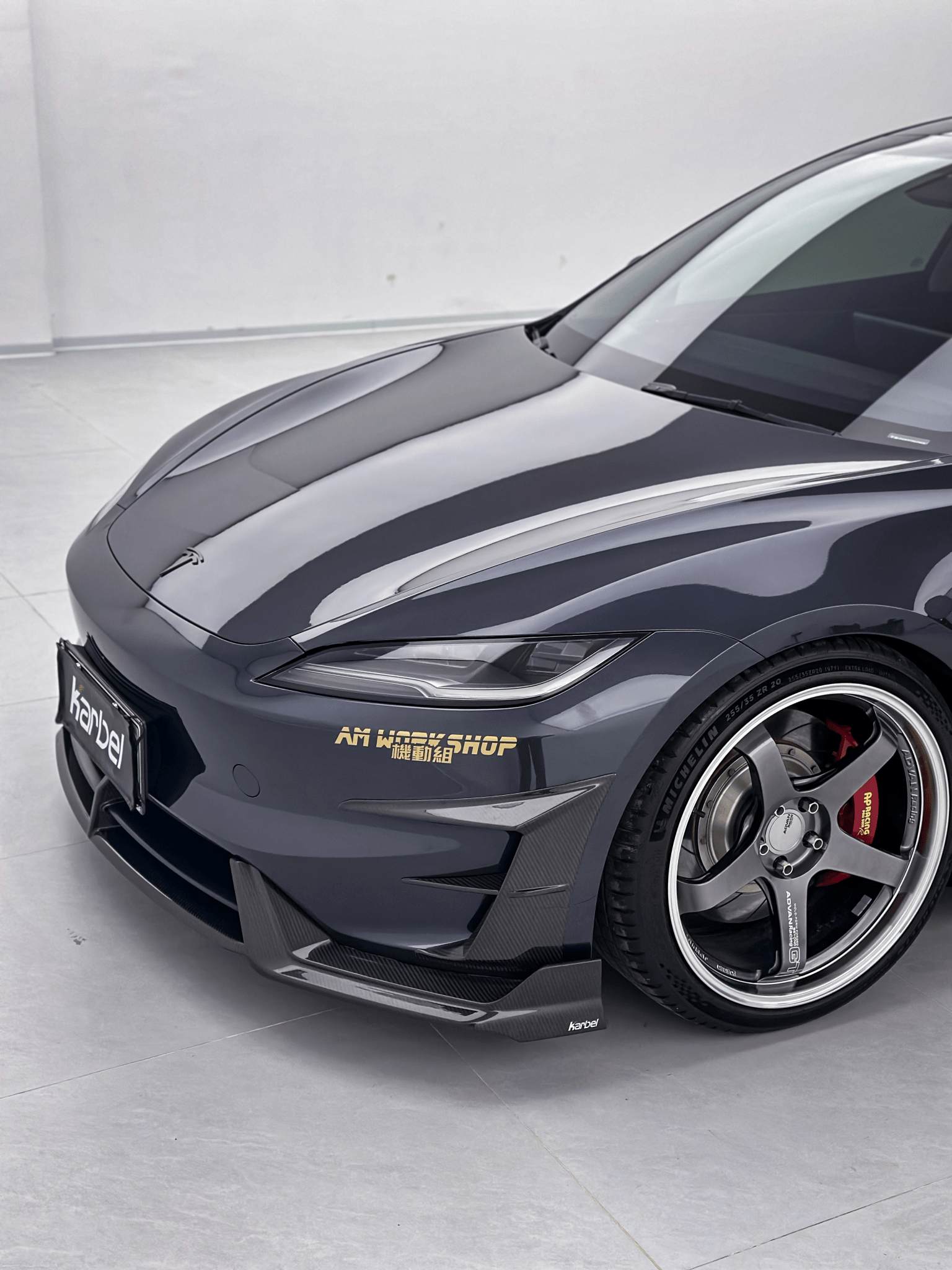 KARBEL - TESLA MODEL 3P PERFORMANCE HIGHLAND DRY CARBON FIBER FRONT VALANCES - Aero Carbon UK