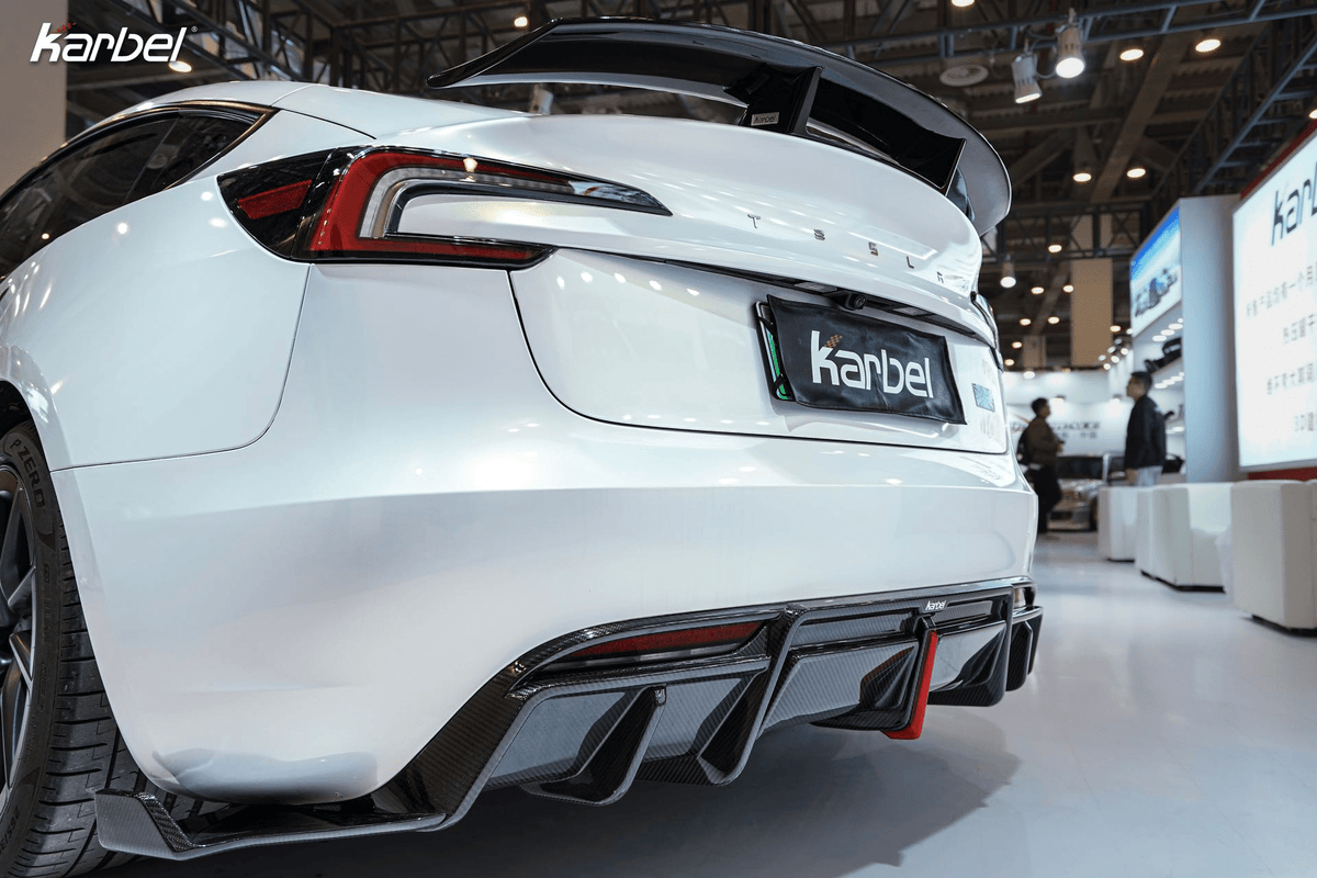 KARBEL - TESLA MODEL 3P PERFORMANCE HIGHLAND DRY CARBON FIBER GT WING SPOILER - Aero Carbon UK