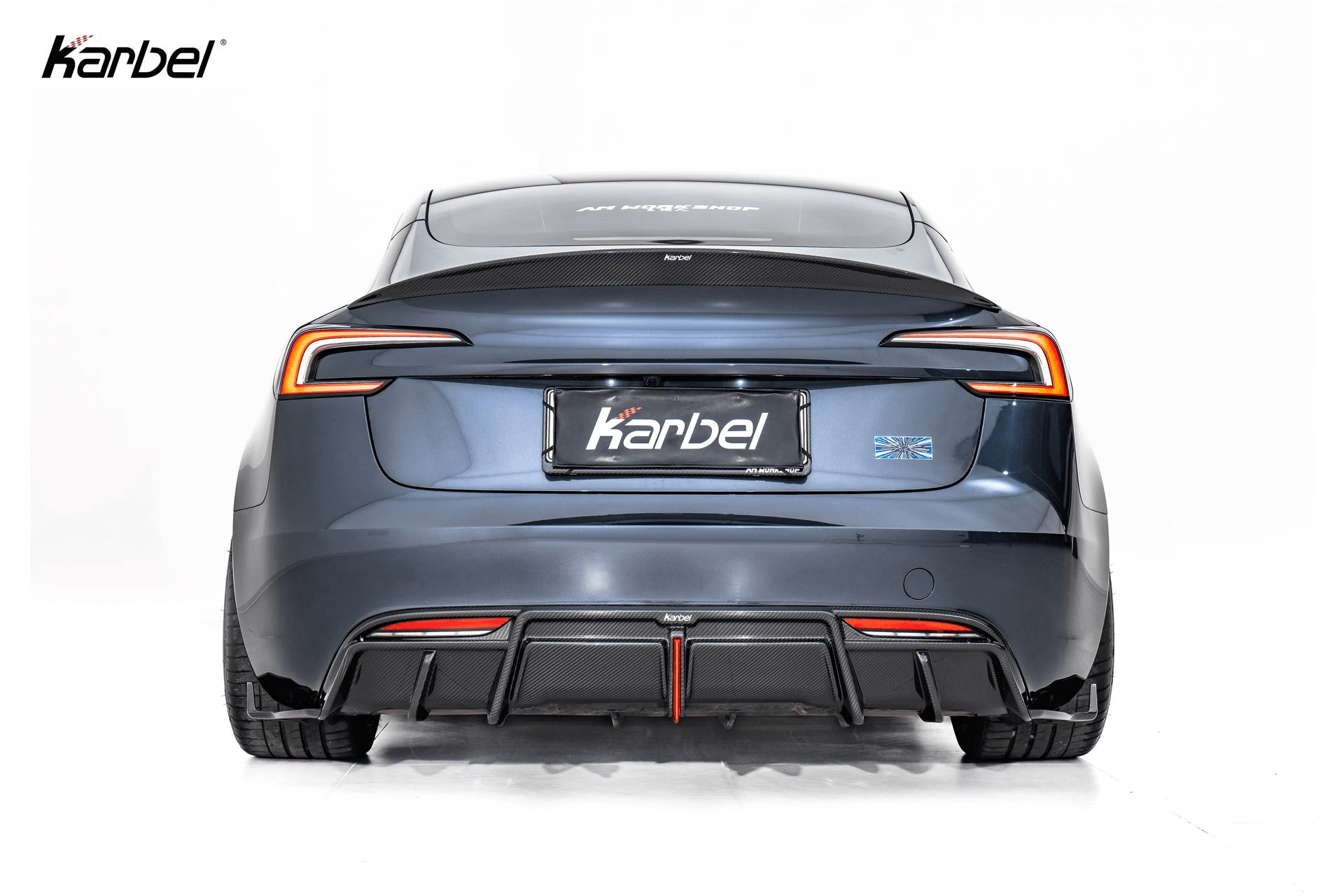 KARBEL - TESLA MODEL 3P PERFORMANCE HIGHLAND DRY CARBON FIBER LED REAR DIFFUSER - Aero Carbon UK