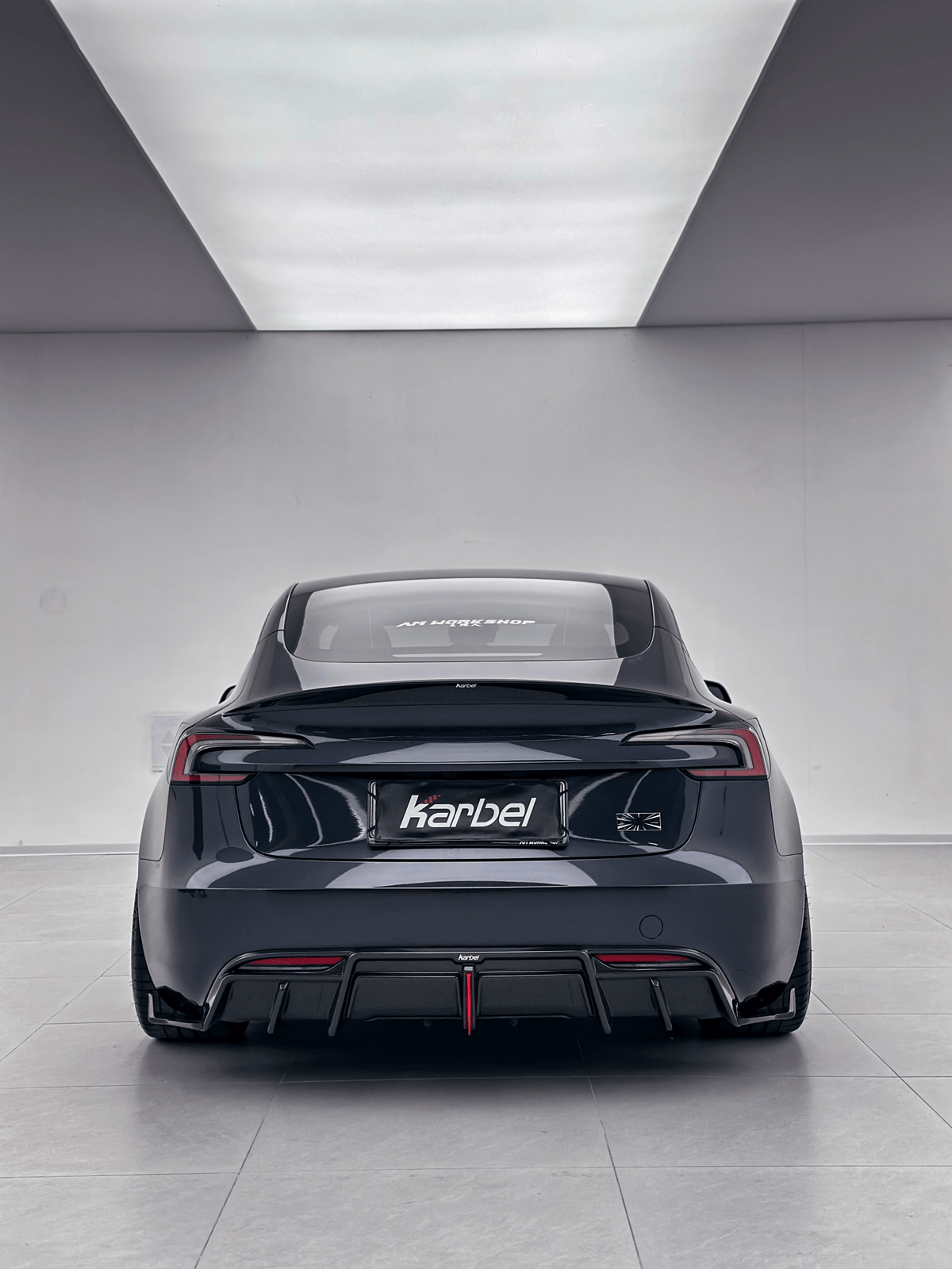 KARBEL - TESLA MODEL 3P PERFORMANCE HIGHLAND DRY CARBON FIBER LED REAR DIFFUSER - Aero Carbon UK