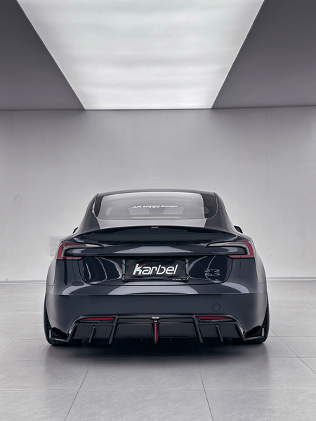 KARBEL - TESLA MODEL 3P PERFORMANCE HIGHLAND DRY CARBON FIBER LED REAR DIFFUSER - Aero Carbon UK