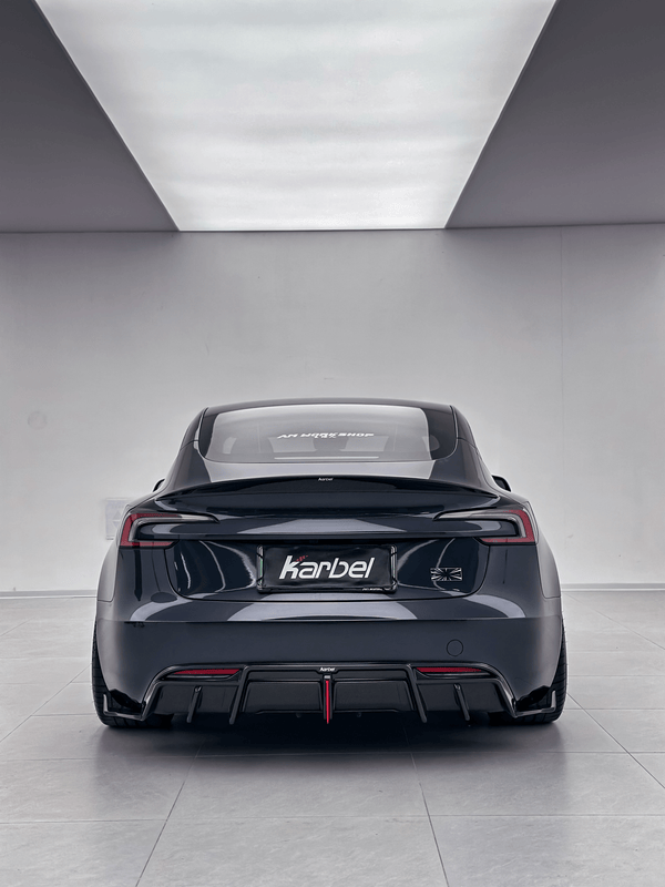KARBEL - TESLA MODEL 3P PERFORMANCE HIGHLAND DRY CARBON FIBER LED REAR DIFFUSER
