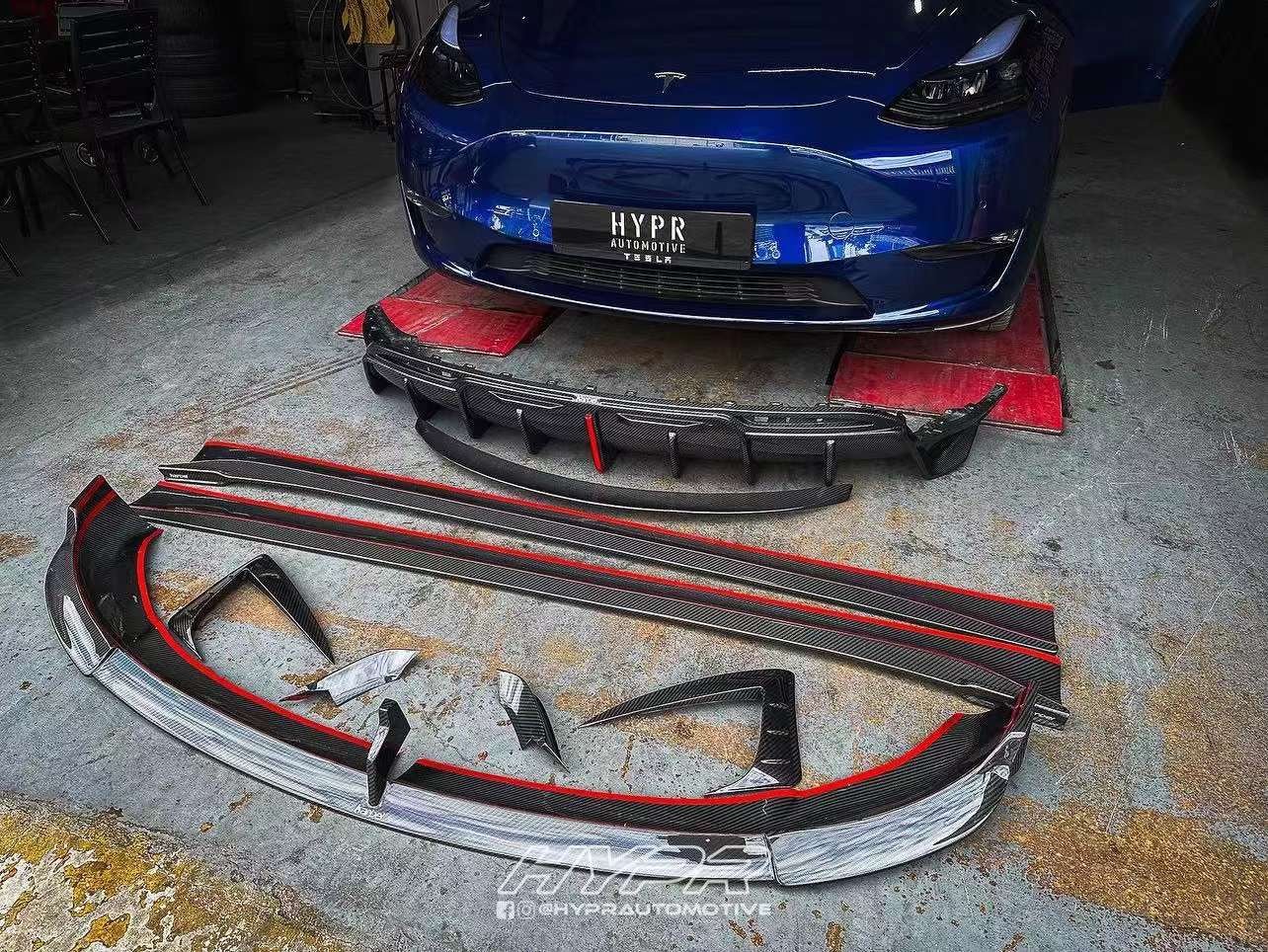 KARBEL - TESLA MODEL Y / PERFORMANCE DRY CARBON FIBRE FRONT LIP - Aero Carbon UK