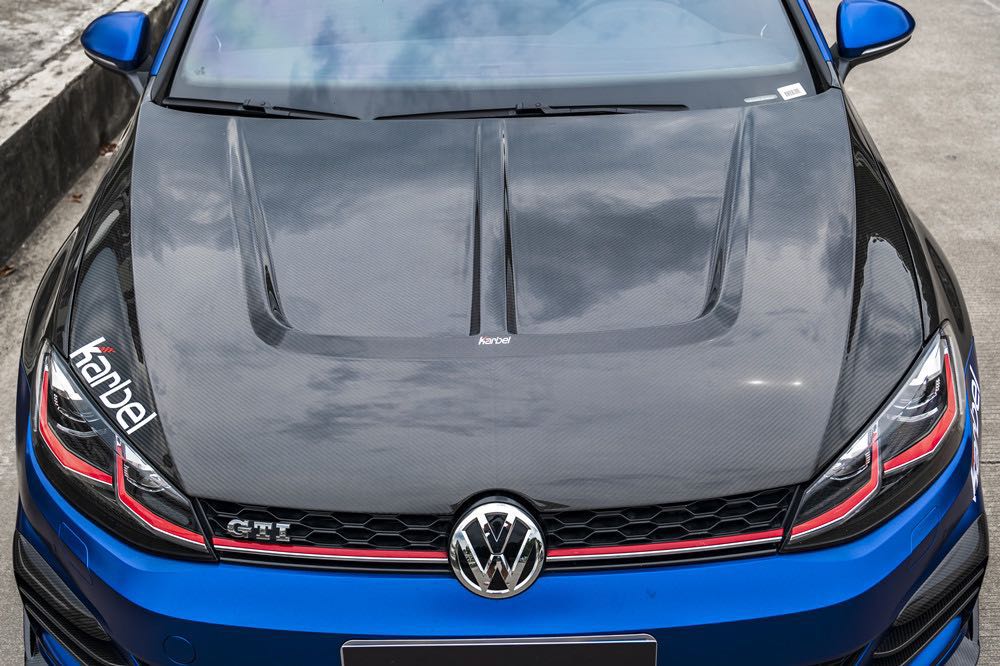 KARBEL - VOLKSWAGEN GOLF GTI MK7 MK7.5 CARBON FIBRE HOOD BONNET - Aero Carbon UK