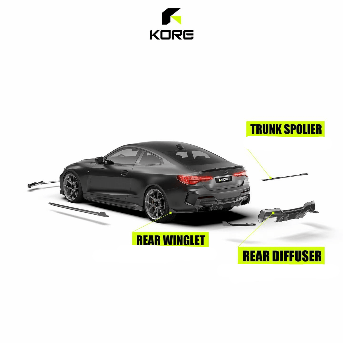 KORE - BMW 4 SERIES G22 GLOSS BLACK ABS REAR SPOILER - Aero Carbon UK