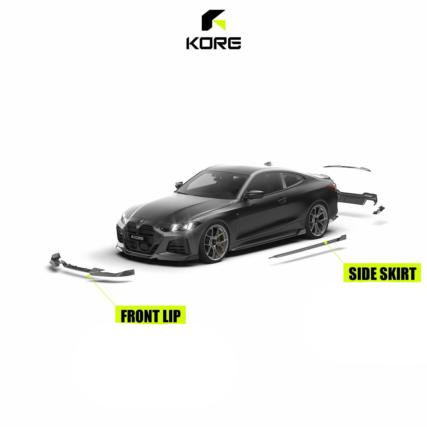 KORE - BMW 4 SERIES G22 GLOSS BLACK ABS SIDE SKIRTS - Aero Carbon UK