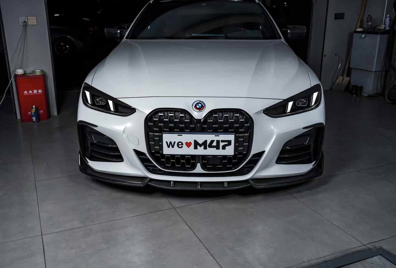 M47 - BMW 4 SERIES G22 / G23 DRY CARBON FIBRE FRONT FOG LIGHT OVERLAYS - Aero Carbon UK