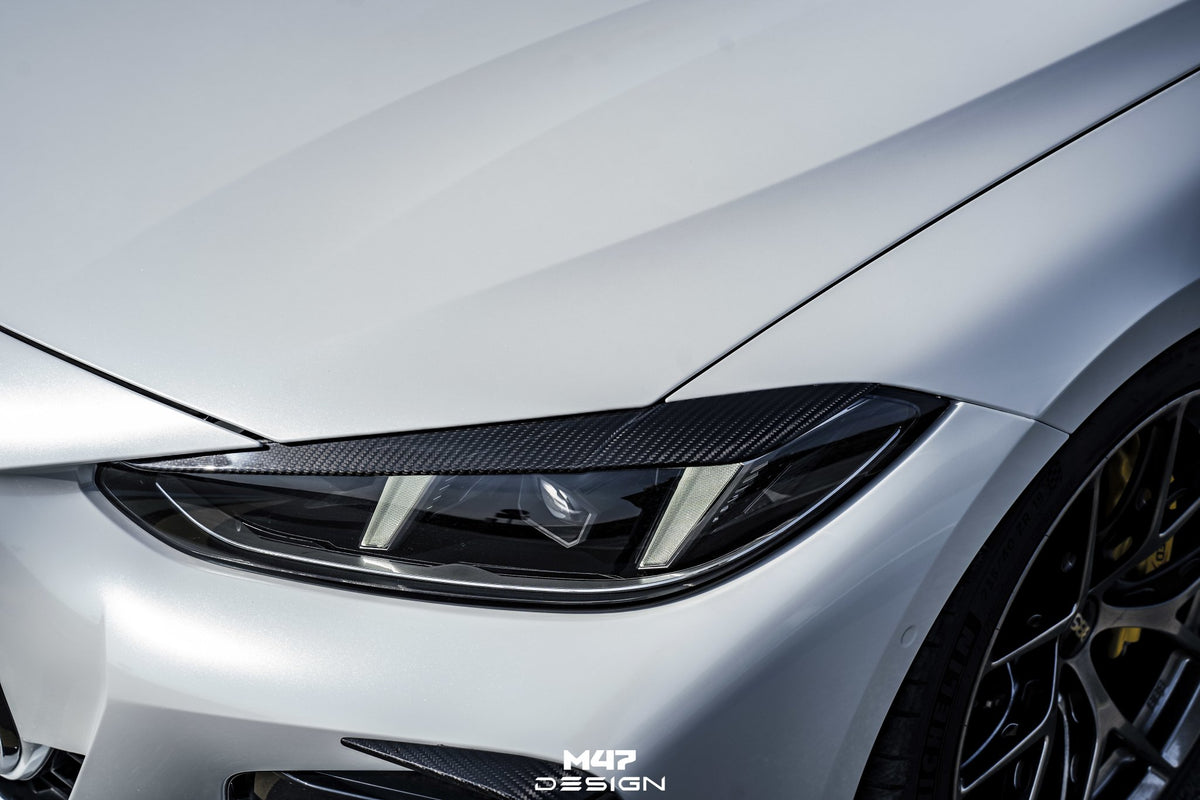 M47 - BMW 4 SERIES G22 / G23 DRY CARBON FIBRE HEADLIGHT EYEBROWS - Aero Carbon UK