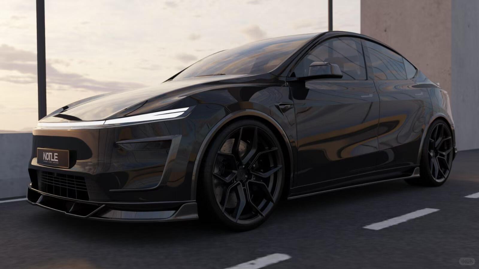 NOTLE - TESLA MODEL Y JUNIPER 2025+ DRY CARBON FIBER FRONT FOG LIGHT TRIM - Aero Carbon UK