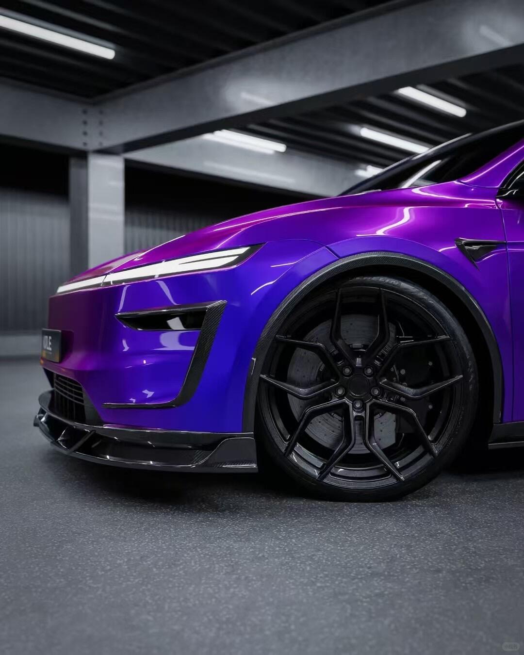 NOTLE - TESLA MODEL Y JUNIPER 2025+ DRY CARBON FIBER FRONT FOG LIGHT TRIM - Aero Carbon UK