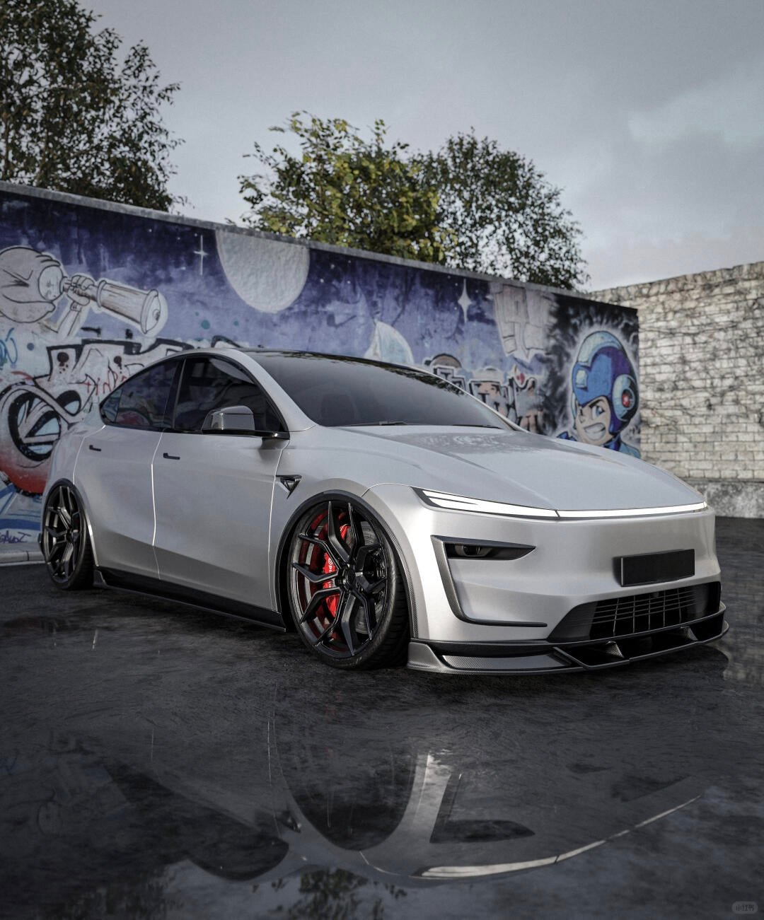 NOTLE - TESLA MODEL Y JUNIPER 2025+ DRY CARBON FIBER FRONT LIP - Aero Carbon UK