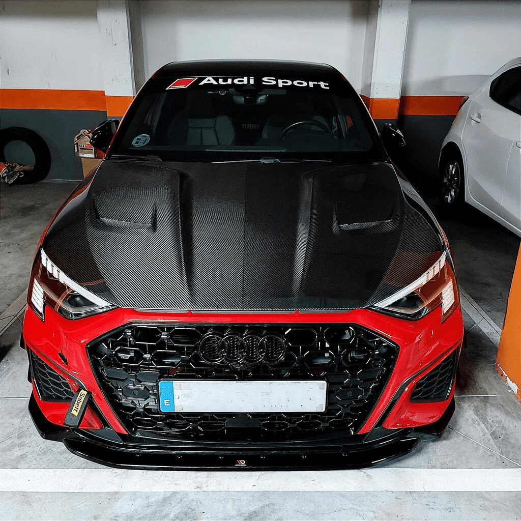 PAKTECHZ - AUDI RS3 8Y DRY CARBON FIBRE HOOD BONNET - Aero Carbon UK
