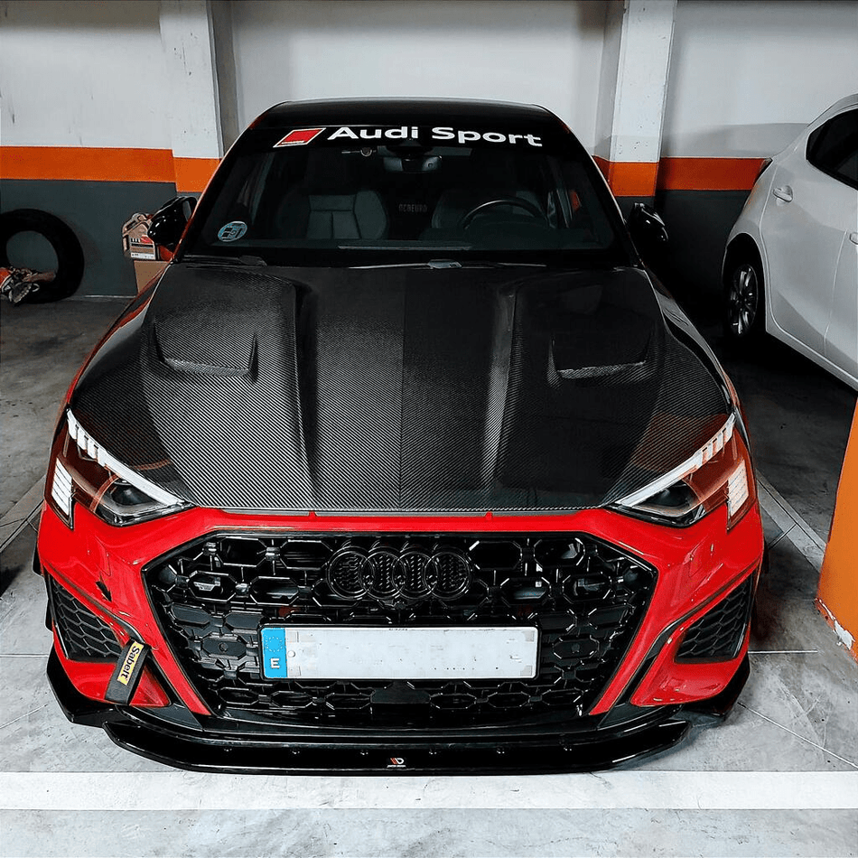 PAKTECHZ - AUDI RS3 8Y DRY CARBON FIBRE HOOD BONNET - Aero Carbon UK