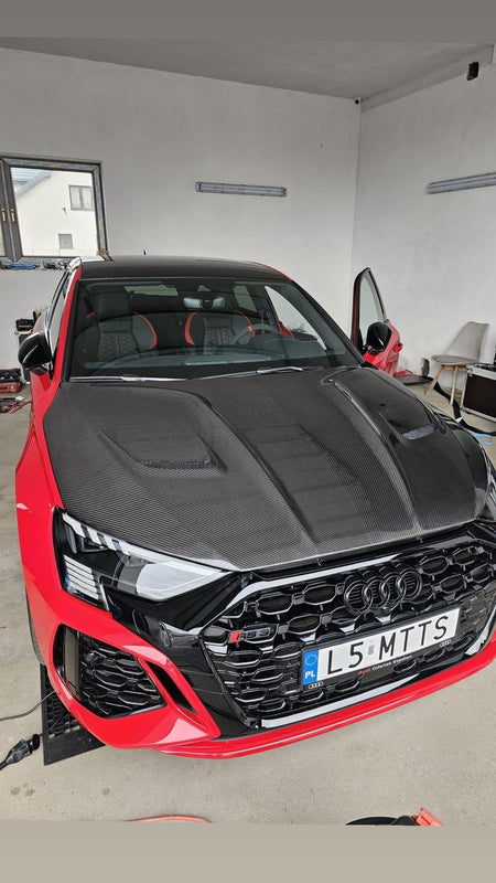 PAKTECHZ - AUDI RS3 8Y DRY CARBON FIBRE HOOD BONNET - Aero Carbon UK