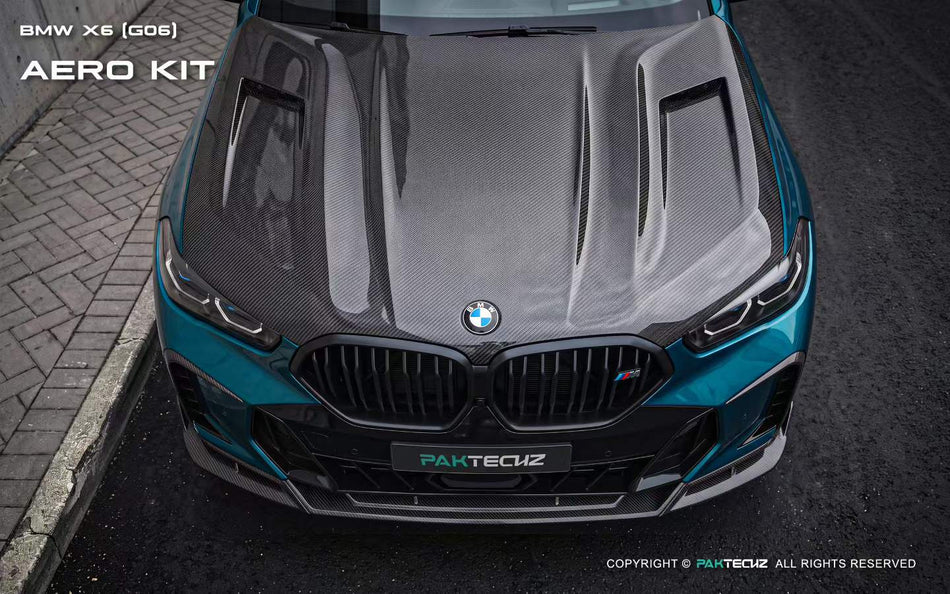 PAKTECHZ - BMW X6 G06 LCI DRY CARBON FIBRE FRONT BONNET HOOD - Aero Carbon UK