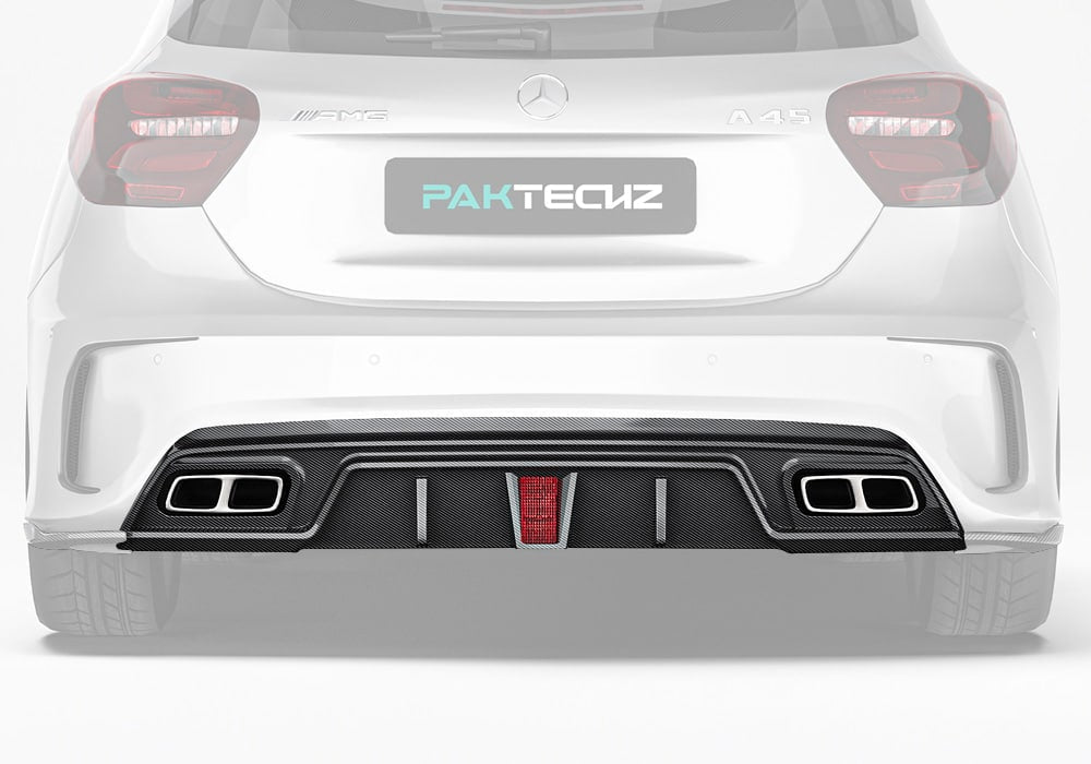 PAKTECHZ - MERCEDES BENZ A CLASS W176 CARBON FIBRE LED REAR DIFFUSER - Aero Carbon UK