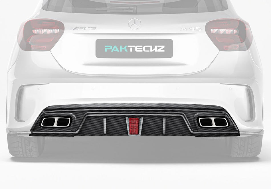 PAKTECHZ - MERCEDES BENZ A CLASS W176 CARBON FIBRE LED REAR DIFFUSER - Aero Carbon UK