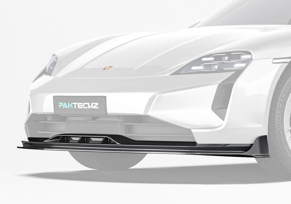 PAKTECHZ - PORSCHE TAYCAN 9J1.2 DRY CARBON FIBRE FRONT LIP - Aero Carbon UK