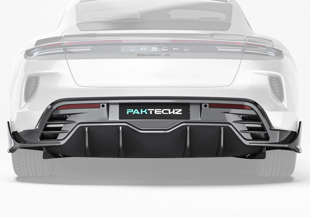 PAKTECHZ - PORSCHE TAYCAN 9J1.2 DRY CARBON FIBRE REAR DIFFUSER - Aero Carbon UK