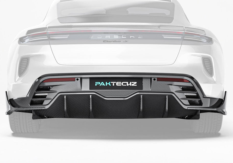 PAKTECHZ - PORSCHE TAYCAN 9J1.2 DRY CARBON FIBRE REAR DIFFUSER - Aero Carbon UK