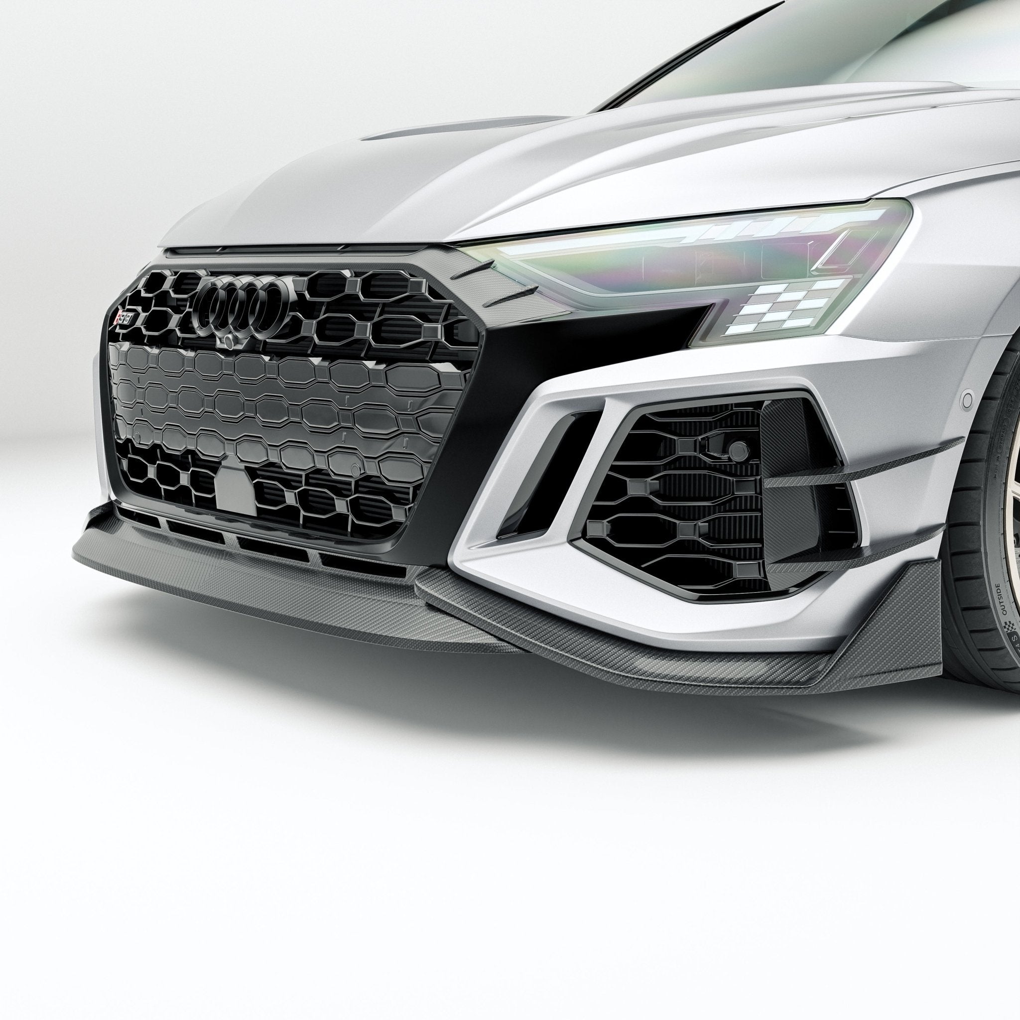 REVOZPORT - AUDI RS3 8Y SALOON DRY CARBON FIBER FRONT CANARDS - Aero Carbon UK