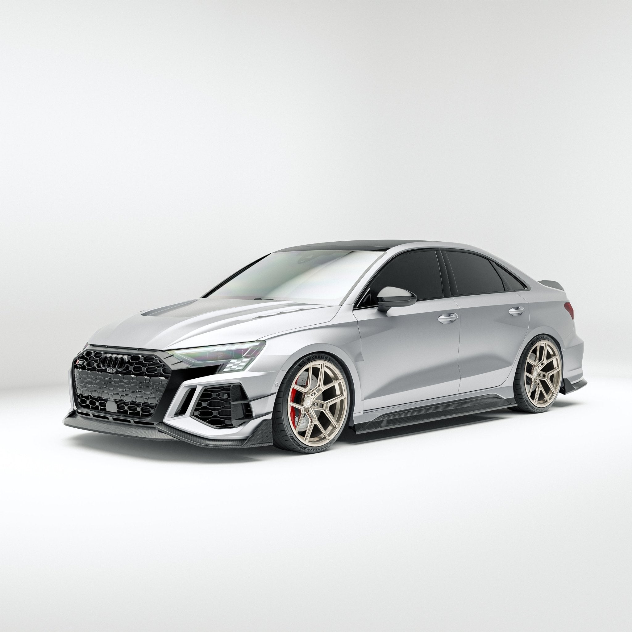 REVOZPORT - AUDI RS3 8Y SALOON DRY CARBON FIBER FRONT CANARDS - Aero Carbon UK