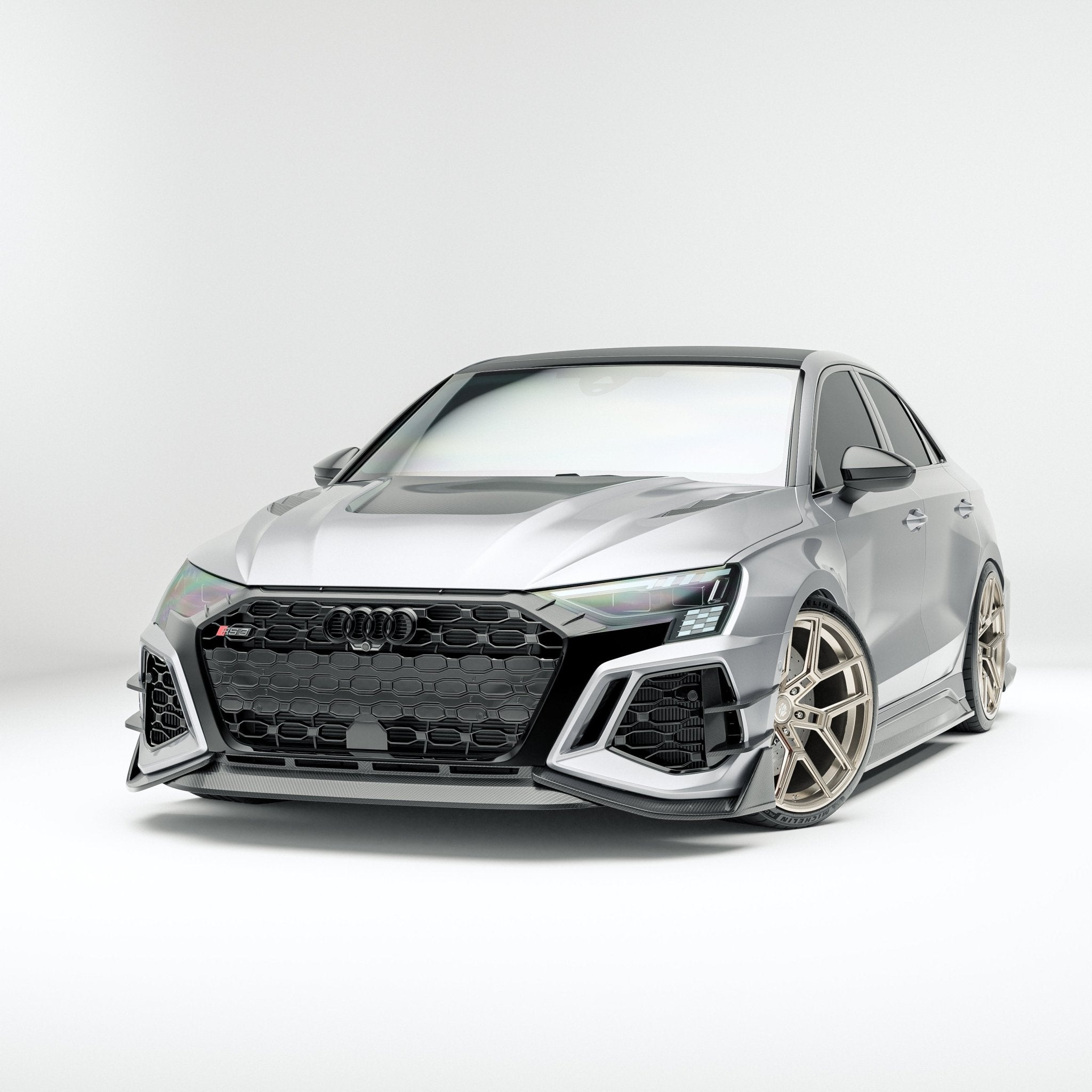 REVOZPORT - AUDI RS3 8Y SALOON DRY CARBON FIBER FRONT LIP - Aero Carbon UK