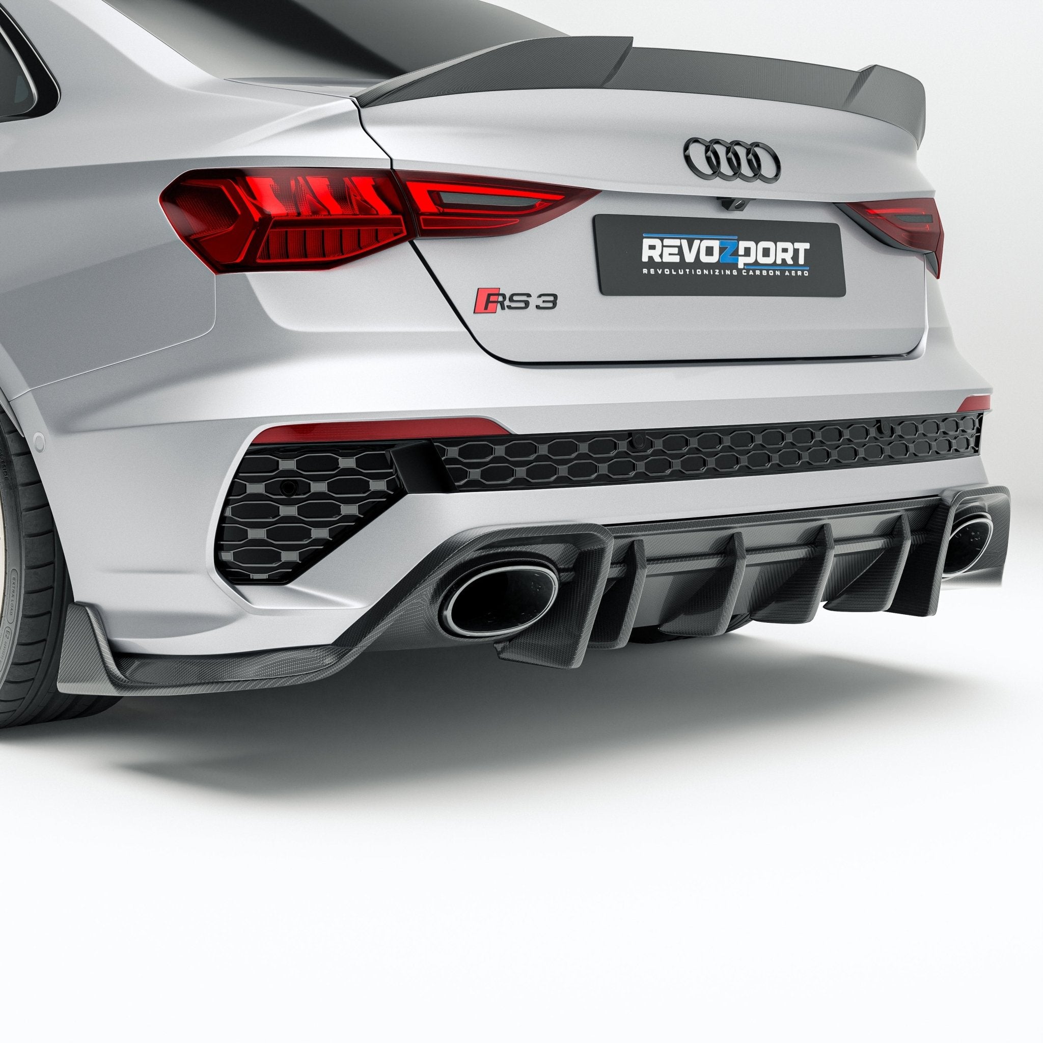 REVOZPORT - AUDI RS3 8Y SALOON DRY CARBON FIBER REAR DIFFUSER - Aero Carbon UK