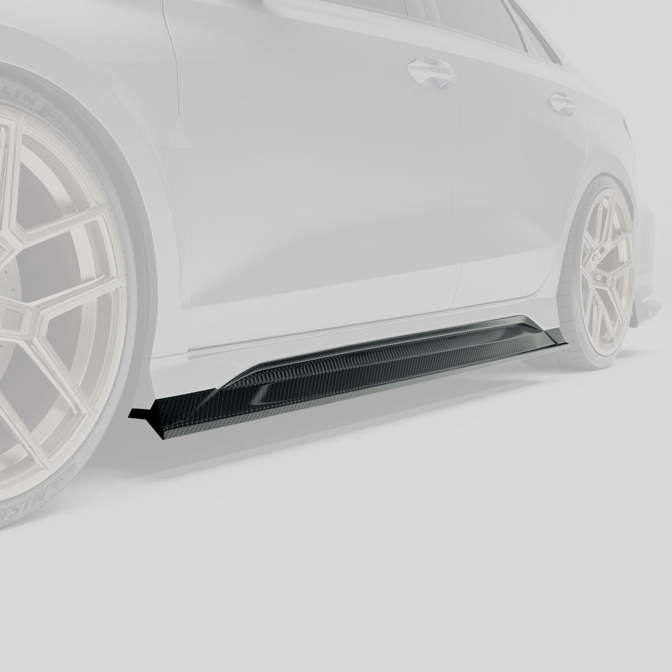 REVOZPORT - AUDI RS3 8Y SALOON DRY CARBON FIBER SIDE SKIRTS - Aero Carbon UK