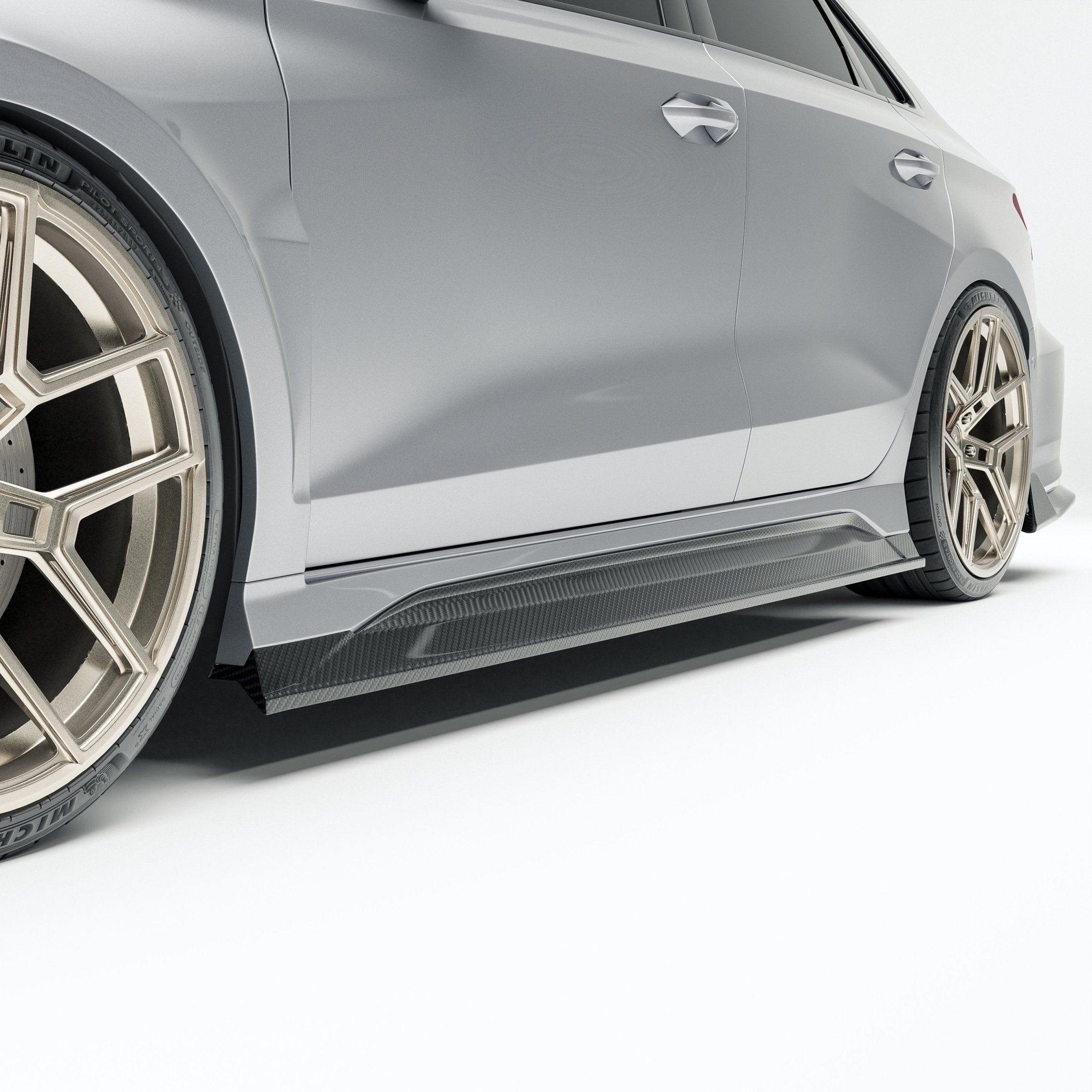 REVOZPORT - AUDI RS3 8Y SALOON DRY CARBON FIBER SIDE SKIRTS - Aero Carbon UK