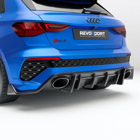 REVOZPORT - AUDI RS3 8Y SPORTBACK DRY CARBON FIBER REAR DIFFUSER - Aero Carbon UK