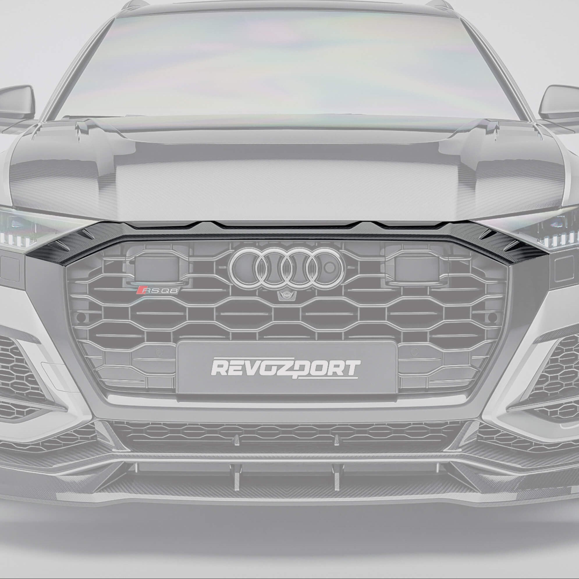 REVOZPORT - AUDI RSQ8 PRE-LCI DRY CARBON FIBRE FRONT GRILLE ADD-ON - Aero Carbon UK