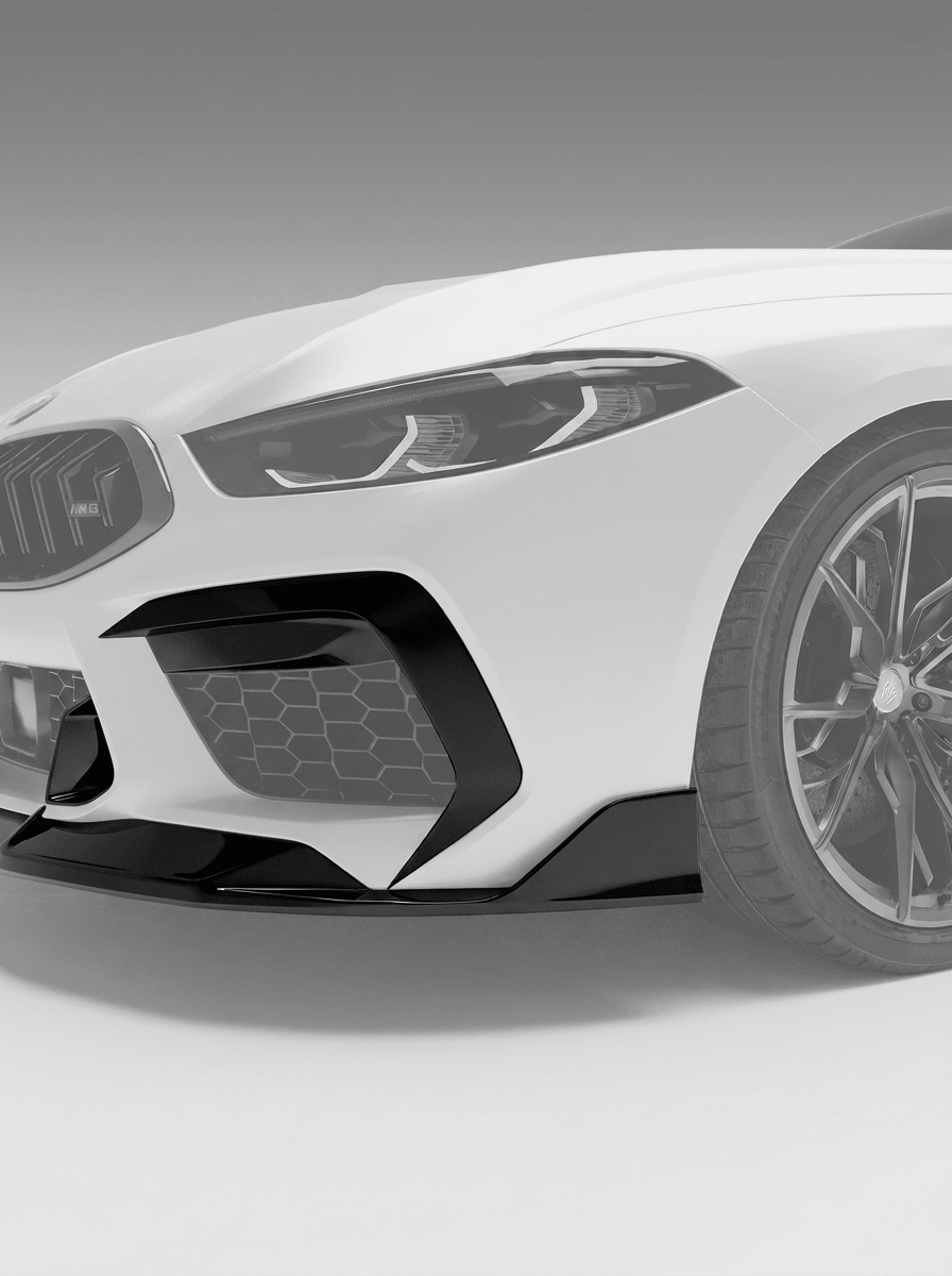 REVOZPORT - BMW M8 F91 / F92 / F93 GLOSS BLACK FRONT CANARDS - Aero Carbon UK