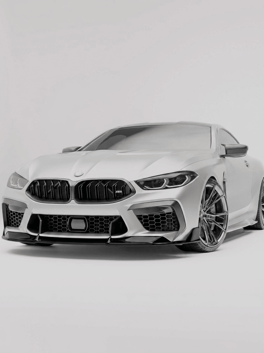 REVOZPORT - BMW M8 F91 / F92 / F93 GLOSS BLACK FRONT LIP - Aero Carbon UK