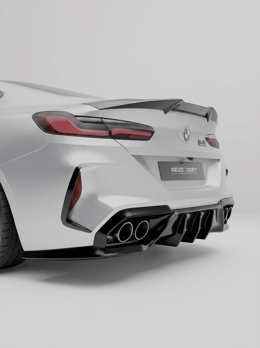 REVOZPORT - BMW M8 F91 / F92 GLOSS BLACK REAR DIFFUSER - Aero Carbon UK