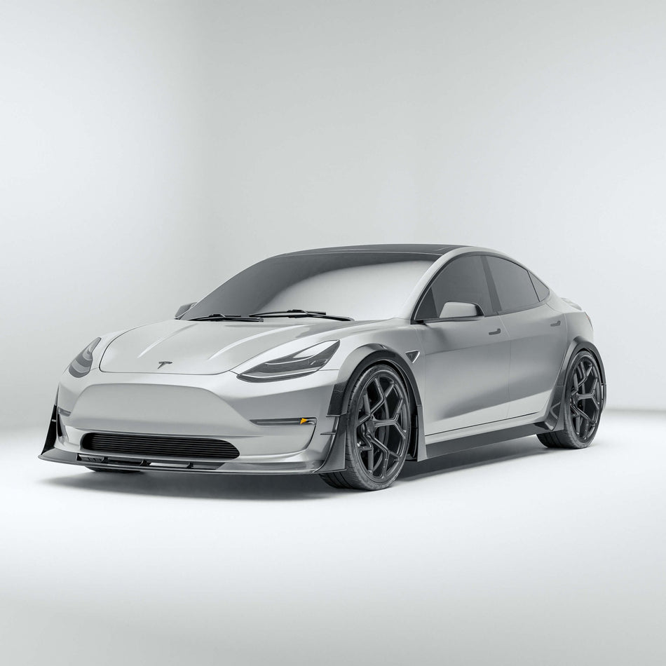 REVOZPORT - TESLA MODEL 3 2017-2023 DRY CARBON FIBER FRONT LIP - Aero Carbon UK