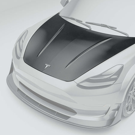 REVOZPORT - TESLA MODEL 3 2017-2023 DRY CARBON FIBER HOOD BONNET - Aero Carbon UK
